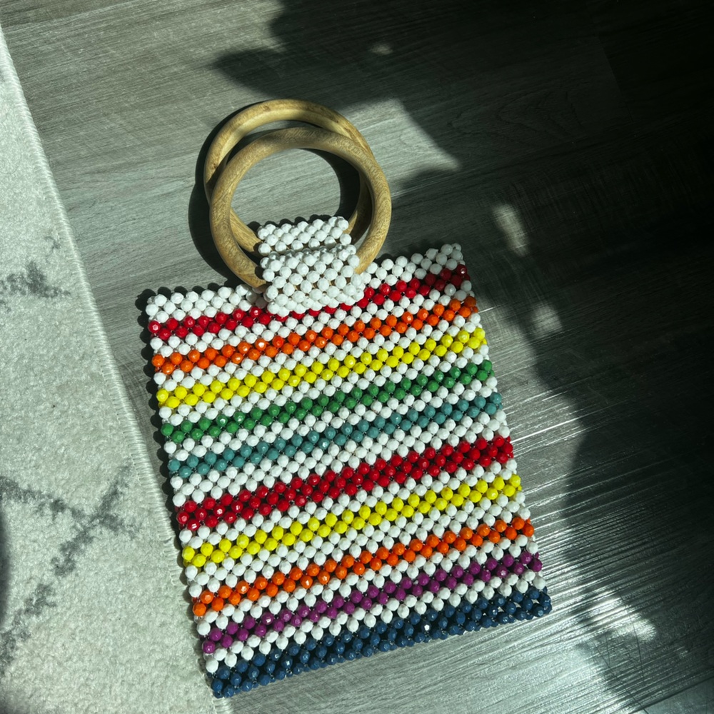 Rainbow beaded purse